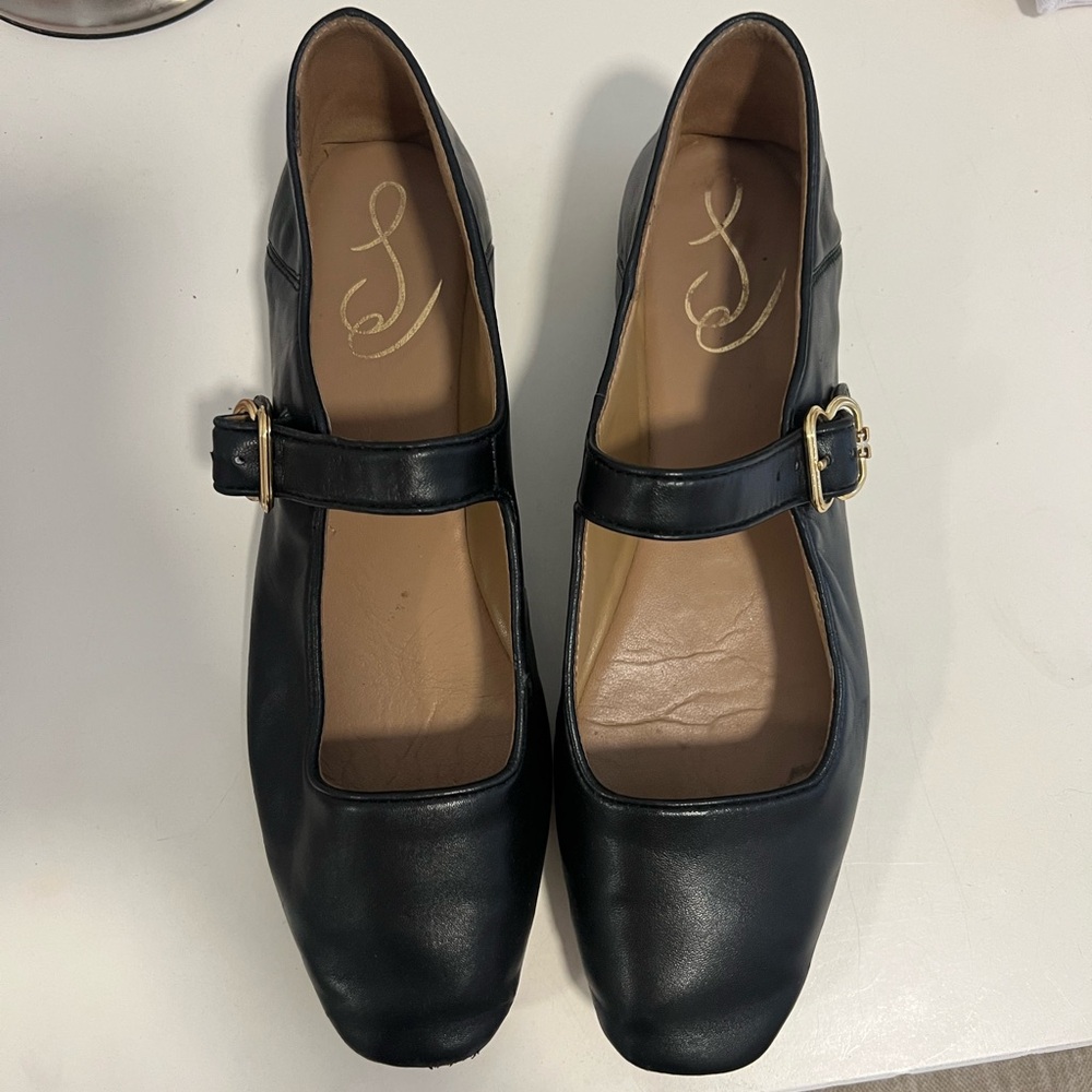 Sam Edelman Black Leather Mary Jane Flats